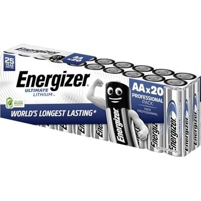 Energizer Ultimate FR6 Mignon (AA) lithiumbatterijen, 3000 mAh, 1,5 V, 20 stuks Energizer Ultimate FR6 Mignon (AA) lithiumbatterijen, 3000 mAh, 1,5 V, 20 stuks