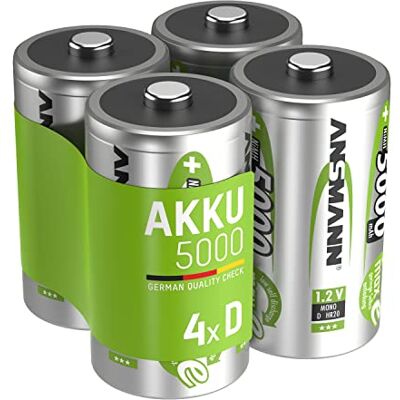 Ansmann Mono D 5000 mAh 1,2 V oplaadbare batterijen (2 stuks) HR20 oplaadbare batterijen met lage zelfontlading ideale batterijen voor radio's, draagbare luidsprekers, speelgoed Ansmann Mono D 5000 mAh 1,2 V oplaadbare batterijen (2 stuks) HR20 oplaadbare batterijen met lage zelfontlading ideale batterijen voor radio's, draagbare luidsprekers, speelgoed