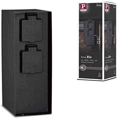 Paulmann Rio 94657 buitenzuil, rechthoekig, 2 stopcontacten, IP44, max. 3650 W, antraciet, stroomverdeler voor de tuin Paulmann Rio 94657 buitenzuil, rechthoekig, 2 stopcontacten, IP44, max. 3650 W, antraciet, stroomverdeler voor de tuin