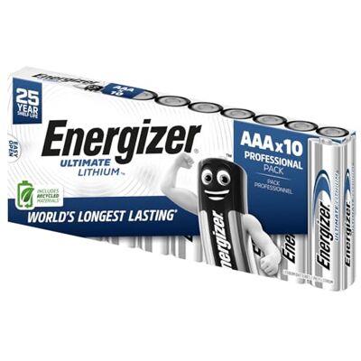 Energizer 634353 Ultimate Battery Lithium LR03 1.5V AAA 10 stuks,Zilver/Zwart Energizer 634353 Ultimate Battery Lithium LR03 1.5V AAA 10 stuks,Zilver/Zwart