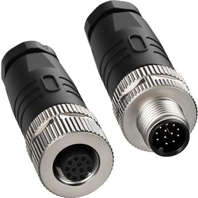 EONVIC Industriële connector M12 12-pins mannelijke en vrouwelijke A luchtvaartcode connector 12 mm ronde stekker 30 V 1 A waterdichte soldeerpluggen voor automatisering sensor/actuator EONVIC Industriële connector M12 12-pins mannelijke en vrouwelijke A luchtvaartcode connector 12 mm ronde stekker 30 V 1 A waterdichte soldeerpluggen voor automatisering sensor/actuator