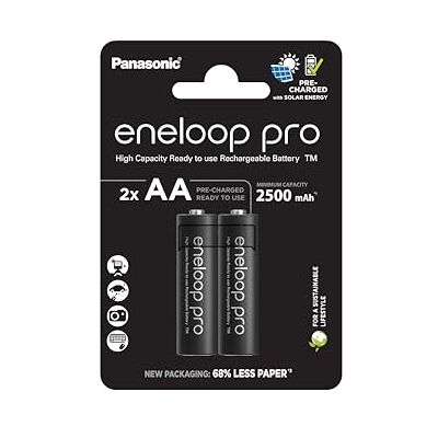 Eneloop Panasonic BK-3HCDE/2BE pro Ready-to-Use Ni-MH batterijen, AA/Mignon, 2-pack, min. 2500 mAh, levensduur van 500 laadcycli, met geringe zelfontlading, oplaadbare,in plasticvrije verpakking,Zwart Eneloop Panasonic BK-3HCDE/2BE pro Ready-to-Use Ni-MH batterijen, AA/Mignon, 2-pack, min. 2500 mAh, levensduur van 500 laadcycli, met geringe zelfontlading, oplaadbare,in plasticvrije verpakking,Zwart