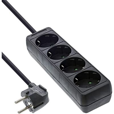 InLine ® Stekkerdoos, 4 geaarde stopcontacten, 5 m, zwart InLine ® Stekkerdoos, 4 geaarde stopcontacten, 5 m, zwart