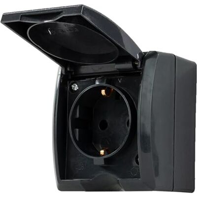 REV AquaForm 0007031900 stopcontact voor vochtige ruimtes, IP44, tweepolig, opbouwmontage, antraciet REV AquaForm 0007031900 stopcontact voor vochtige ruimtes, IP44, tweepolig, opbouwmontage, antraciet