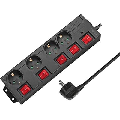 Logilink LPS251 4-voudige stekkerdoos (CEE 7/3) met 5 aan/uit-schakelaars, met overspanningsbeveiliging + geïntegreerde veiligheidssluiter (verhoogde aanraakbeveiliging) Logilink LPS251 4-voudige stekkerdoos (CEE 7/3) met 5 aan/uit-schakelaars, met overspanningsbeveiliging + geïntegreerde veiligheidssluiter (verhoogde aanraakbeveiliging)