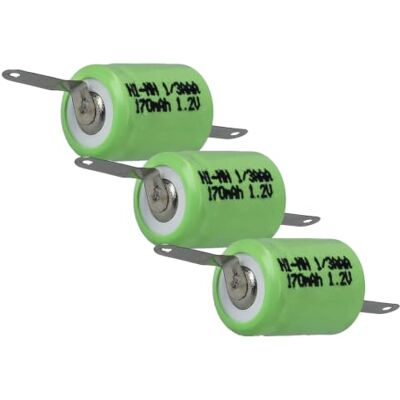 vhbw 3 x 1/3AAA reservebatterijen voor modelbouw (170 mAh, 1,2 V, NiMH, groen, met Z-soldeervlag) vhbw 3 x 1/3AAA reservebatterijen voor modelbouw (170 mAh, 1,2 V, NiMH, groen, met Z-soldeervlag)