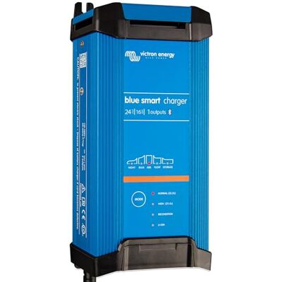 Victron Energy Blue Smart IP22 acculader, eenfasige uitgang, 24 volt, 16 A, 230 V, CEE 7/7, Bluetooth Victron Energy Blue Smart IP22 acculader, eenfasige uitgang, 24 volt, 16 A, 230 V, CEE 7/7, Bluetooth