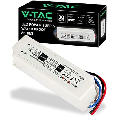 V-TAC Professionele voeding voor ledstrips, 30 W, 12 V, 2,5 A, kunststof transformator voor elektronische apparaten, camera's, schermen, ultradun, AC 100-240 V ingang V-TAC Professionele voeding voor ledstrips, 30 W, 12 V, 2,5 A, kunststof transformator voor elektronische apparaten, camera's, schermen, ultradun, AC 100-240 V ingang