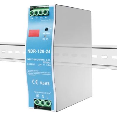 GBKDQQ Voeding 24 V 120 W 5 A Voeding 230 V naar 24 V DC Ultradun 40 mm breed (compatibel met relais en deurbeltransformator) GBKDQQ Voeding 24 V 120 W 5 A Voeding 230 V naar 24 V DC Ultradun 40 mm breed (compatibel met relais en deurbeltransformator)