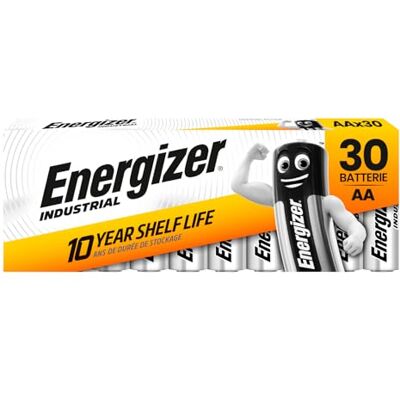 Energizer LR6 Mignon Industriële AA-batterijen, 1,5 V, alkaline, professioneel gebruik en lange levensduur voor meetinstrumenten, zaklampen en elektronische apparaten, 30 stuks Energizer LR6 Mignon Industriële AA-batterijen, 1,5 V, alkaline, professioneel gebruik en lange levensduur voor meetinstrumenten, zaklampen en elektronische apparaten, 30 stuks