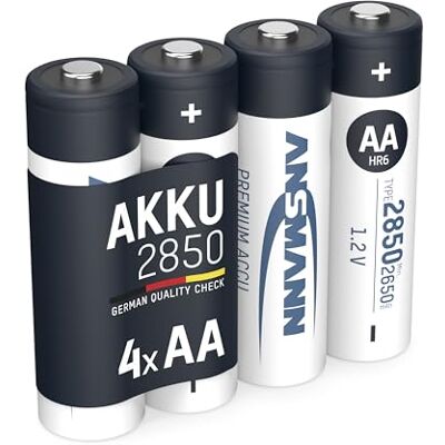 Ansmann Mignon AA Tipo 2850mAh Batteria Ricaricabile ad Alta Capacita 4x Mignon AA NiMH HR6 Ansmann Mignon AA Tipo 2850mAh Batteria Ricaricabile ad Alta Capacita 4x Mignon AA NiMH HR6