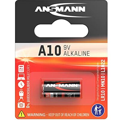 Ansmann A10 alkalinebatterij (9 V) MN10, 10 A, LR10 voor rekenmachine, garagedeuropener, alarm, draadloze ontspanner voor camera, teller, bel enz. Ansmann A10 alkalinebatterij (9 V) MN10, 10 A, LR10 voor rekenmachine, garagedeuropener, alarm, draadloze ontspanner voor camera, teller, bel enz.