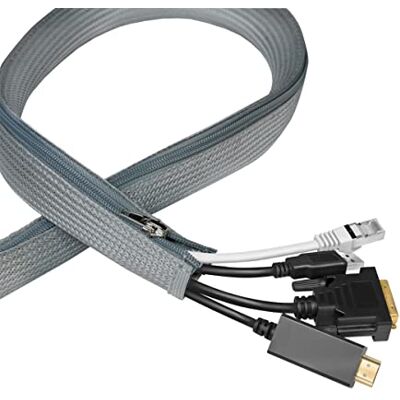 Logilink KAB0073 Kabelgoot met ritssluiting voor kabelbescherming en voor een nette look, Ø 35 mm, 1 m, grijs Logilink KAB0073 Kabelgoot met ritssluiting voor kabelbescherming en voor een nette look, Ø 35 mm, 1 m, grijs
