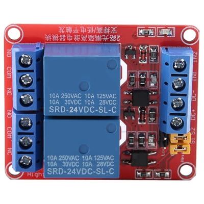 Oumefar Relaismodule voor triggerrelais, hoge stand, DC 10 A, 2 kanalen, AC 250 V DC, 30 V, dubbel isolatierelais optokoppelaar voor PLC-besturing (24 V) Oumefar Relaismodule voor triggerrelais, hoge stand, DC 10 A, 2 kanalen, AC 250 V DC, 30 V, dubbel isolatierelais optokoppelaar voor PLC-besturing (24 V)