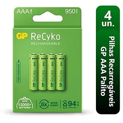 GP 4 x AAA 950 mAh batterijen (Micro, HR 03, NiMH, 1,2 V, verpakking kan variëren GP 4 x AAA 950 mAh batterijen (Micro, HR 03, NiMH, 1,2 V, verpakking kan variëren