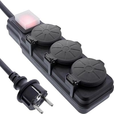 InLine 3-voudige stekkerdoos voor buiten, IP44, met verlichte aan/uit-schakelaar, verhoogde aanraakbeveiliging, lengte 10 m, 16493Q InLine 3-voudige stekkerdoos voor buiten, IP44, met verlichte aan/uit-schakelaar, verhoogde aanraakbeveiliging, lengte 10 m, 16493Q