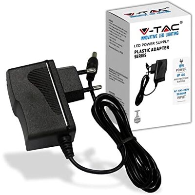V-TAC Voeding 12 V 18 W 1,5 A voor camera's, ledstrips, modem, plug-and-play-transformator met stopcontact voor schermen en elektronische apparaten, AC ingang 100-240 V, 50/60 Hz V-TAC Voeding 12 V 18 W 1,5 A voor camera's, ledstrips, modem, plug-and-play-transformator met stopcontact voor schermen en elektronische apparaten, AC ingang 100-240 V, 50/60 Hz