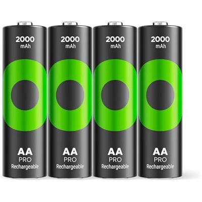 GP ReCyko PRO 4 stuks oplaadbare AA NiMH 2000 mAh 1,2 V batterijen ontworpen voor optimale prestaties op energie-intensieve apparaten, tot 1500 laadcycli GP ReCyko PRO 4 stuks oplaadbare AA NiMH 2000 mAh 1,2 V batterijen ontworpen voor optimale prestaties op energie-intensieve apparaten, tot 1500 laadcycli