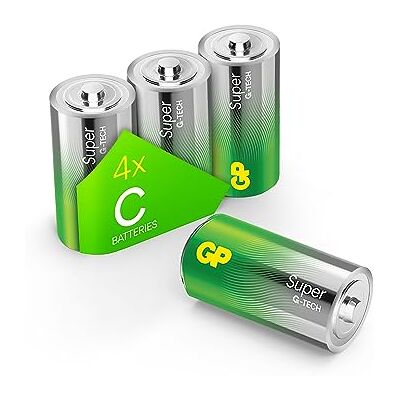 GP Set van 4 Super C Baby 1,5 V alkalinebatterijen, ideaal voor de stroomvoorziening van dagelijkse apparaten, nieuwe G-TECH Longlife-technologie GP Set van 4 Super C Baby 1,5 V alkalinebatterijen, ideaal voor de stroomvoorziening van dagelijkse apparaten, nieuwe G-TECH Longlife-technologie