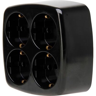 Kopp 121005003 geaard stopcontact, 4-voudig, zonder kabel en stekker, zwart Kopp 121005003 geaard stopcontact, 4-voudig, zonder kabel en stekker, zwart
