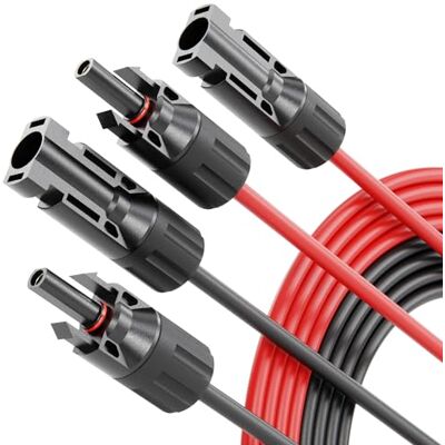ABSINA Set van 2 zonnekabels 5 m 4 mm² H1Z2Z2-K zwart rood PV-kabel UV-bestendig fotovoltaïsche montageaccessoires ABSINA Set van 2 zonnekabels 5 m 4 mm² H1Z2Z2-K zwart rood PV-kabel UV-bestendig fotovoltaïsche montageaccessoires