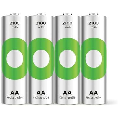 GP RECYKO 4 stuks AA NiMH 2100 mAh 1,2 V batterijen met zeer lage sebstante ontlading, voorgeladen voor direct gebruik GP RECYKO 4 stuks AA NiMH 2100 mAh 1,2 V batterijen met zeer lage sebstante ontlading, voorgeladen voor direct gebruik