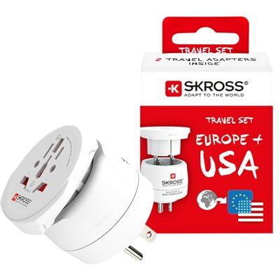 SKROSS 1.500204-E Combo World to USA Reisadapter USA in Europa in één adapter. Spanning in vermogen: 100 V – 1500 W/250 V – 3750 W – geschikt voor laptop en föhn. SKROSS 1.500204-E Combo World to USA Reisadapter USA in Europa in één adapter. Spanning in vermogen: 100 V – 1500 W/250 V – 3750 W – geschikt voor laptop en föhn.