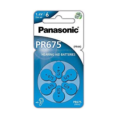 Panasonic PR675 Zink-luchtbatterijen voor gehoorapparaten, type 675, 1,4 V, blauw, 6 stuks Panasonic PR675 Zink-luchtbatterijen voor gehoorapparaten, type 675, 1,4 V, blauw, 6 stuks