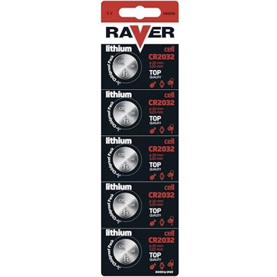 EMOS Raver Cell Lot de 5 piles bouton au lithium CR2032 3 V Capacité 220 mAh EMOS Raver Cell Lot de 5 piles bouton au lithium CR2032 3 V Capacité 220 mAh