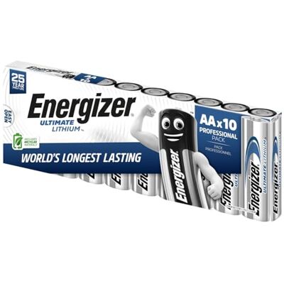 Energizer 634352 industrieel ultiem lithium LR6 batterijen (VK import) set van 10 (1) Energizer 634352 industrieel ultiem lithium LR6 batterijen (VK import) set van 10 (1)