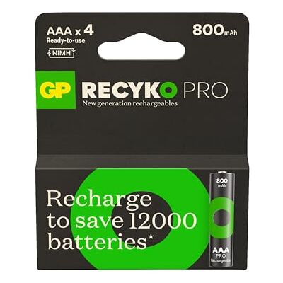 GP Recyko Pro AAA Slim Ni-Mh oplaadbare batterijen, 1,2 V, 4 stuks GP Recyko Pro AAA Slim Ni-Mh oplaadbare batterijen, 1,2 V, 4 stuks
