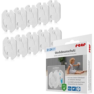 Reer Set van 10 stopcontactbeschermers Het origineel van de uitvinder om op te plakken Wit Reer Set van 10 stopcontactbeschermers Het origineel van de uitvinder om op te plakken Wit