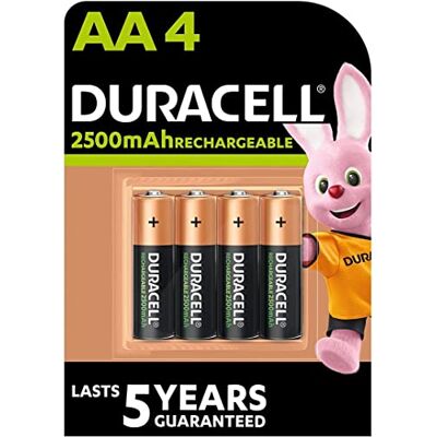 Duracell AA HR6 oplaadbare NiMH (nikkelmetaalhydride) 2500 mAh, 1,2 V, 119 x 84 x 15 mm Duracell AA HR6 oplaadbare NiMH (nikkelmetaalhydride) 2500 mAh, 1,2 V, 119 x 84 x 15 mm