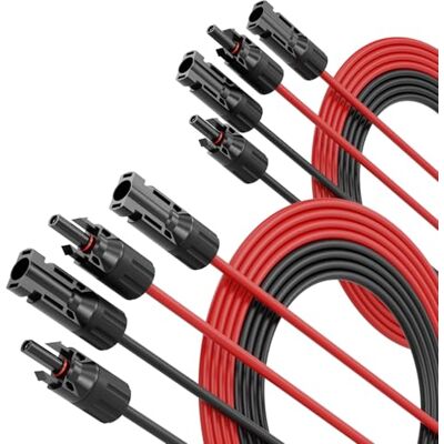 ABSINA Set van 4 zonnekabels 5 m 4 mm² H1Z2Z2-K zwart rood PV-kabel 4 mm² UV-bestendig zonnekabel 4 mm² fotovoltaïsche montageaccessoires 4 mm² zonnekabel 4 mm² 4 mm² ABSINA Set van 4 zonnekabels 5 m 4 mm² H1Z2Z2-K zwart rood PV-kabel 4 mm² UV-bestendig zonnekabel 4 mm² fotovoltaïsche montageaccessoires 4 mm² zonnekabel 4 mm² 4 mm²