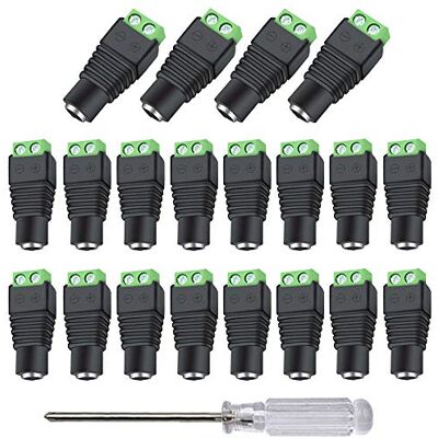Aiqeer 40 stuks 2,1 x 5,5 mm 12 V/24 V DC voeding vrouwelijke stekker Naadloze Schroef Terminal DC Voeding Connector Vrouwelijke Socket, voor CCTV Camera DVR/NVR LED Verlichting Aiqeer 40 stuks 2,1 x 5,5 mm 12 V/24 V DC voeding vrouwelijke stekker Naadloze Schroef Terminal DC Voeding Connector Vrouwelijke Socket, voor CCTV Camera DVR/NVR LED Verlichting