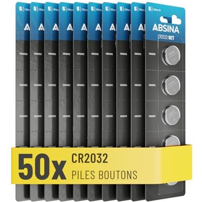 ABSINA CR2032 3V lithium knoopcellen, lekvrij en duurzaam ABSINA CR2032 3V lithium knoopcellen, lekvrij en duurzaam