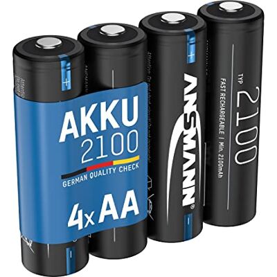 Ansmann 1322-0013 NiMH AA 2100 mAh 1,2 V (4 stuks) HR6 batterijen voor lichtsnoeren, wekkers, bluetooth-toetsenbord, zonnelamp enz. zwart Ansmann 1322-0013 NiMH AA 2100 mAh 1,2 V (4 stuks) HR6 batterijen voor lichtsnoeren, wekkers, bluetooth-toetsenbord, zonnelamp enz. zwart