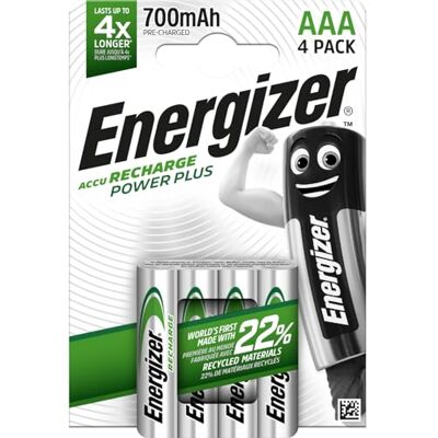 Energizer AAA HR03 oplaadbare batterijen, AAA, Power Plus 700 mAh, 4 stuks (1) Energizer AAA HR03 oplaadbare batterijen, AAA, Power Plus 700 mAh, 4 stuks (1)