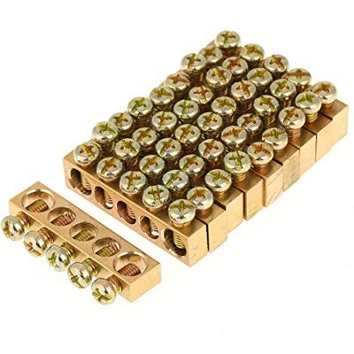 Walfront 10 Stks Terminal Land Bar, 5 Gaten Elektrische Distributie Kast Draad Schroef Terminal Grond Koperen Neutrale Bar, Aarding Bars Walfront 10 Stks Terminal Land Bar, 5 Gaten Elektrische Distributie Kast Draad Schroef Terminal Grond Koperen Neutrale Bar, Aarding Bars