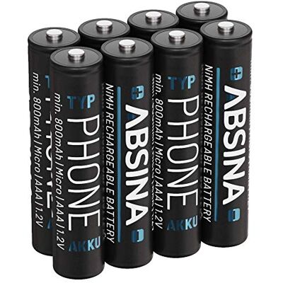 ABSINA Gigaset 8 stuks NiMH-batterijen voor Gigaset A415, 750 mAh, 750 mAh, 750 mAh, AAA-batterijen, voor Gigaset A400, A415, C300, C430, C475, C530, CL660HX, 8 stuks ABSINA Gigaset 8 stuks NiMH-batterijen voor Gigaset A415, 750 mAh, 750 mAh, 750 mAh, AAA-batterijen, voor Gigaset A400, A415, C300, C430, C475, C530, CL660HX, 8 stuks