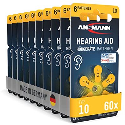 Ansmann Gehoorapparaatbatterijen 60 stuks gehoorapparaatbatterijen geel type 10 P10 PR70 ZL4 Made in Germany zink 1,4 V gehoorapparaatbatterijen. Ansmann Gehoorapparaatbatterijen 60 stuks gehoorapparaatbatterijen geel type 10 P10 PR70 ZL4 Made in Germany zink 1,4 V gehoorapparaatbatterijen.