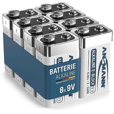 Ansmann 6LR61 alkalinebatterijen (8 stuks) – set van 9 V batterijen voor rookmelder, bewegingsmelder, alarmsysteem enz. – krachtige batterijen met een lange levensduur Ansmann 6LR61 alkalinebatterijen (8 stuks) – set van 9 V batterijen voor rookmelder, bewegingsmelder, alarmsysteem enz. – krachtige batterijen met een lange levensduur