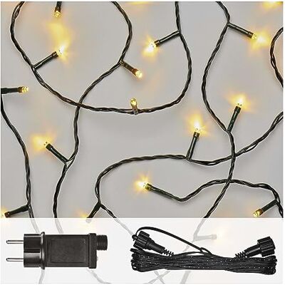 EMOS Connect System Basisset kerstlichtsnoer, 10 m lichtketting + 5 m aansluitkabel + voeding met timer, 100 leds, IP44 voor binnen en EMOS Connect System Basisset kerstlichtsnoer, 10 m lichtketting + 5 m aansluitkabel + voeding met timer, 100 leds, IP44 voor binnen en