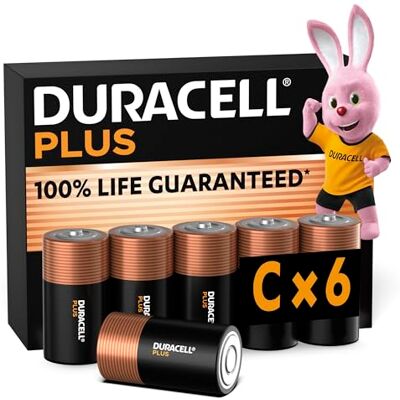 Duracell C Plus alkalinebatterijen (6 stuks) 1,5 V, LR14 100% levensduur – voor speelgoed, zaklampen, radio – 0% kunststof – houdbaarheid 10 jaar Duracell C Plus alkalinebatterijen (6 stuks) 1,5 V, LR14 100% levensduur – voor speelgoed, zaklampen, radio – 0% kunststof – houdbaarheid 10 jaar