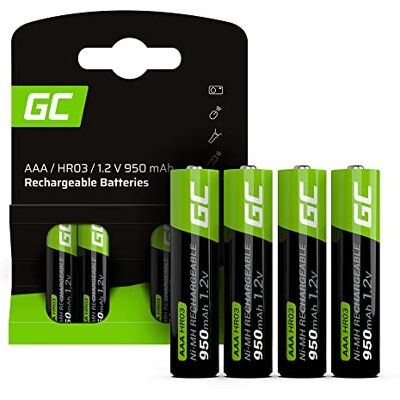 Green Cell AAA batterijen, oplaadbaar, klaar voor gebruik, lage zelfontlading, zonder geheugeneffect, 950 mAh, 1,2 V, 4 stuks Green Cell AAA batterijen, oplaadbaar, klaar voor gebruik, lage zelfontlading, zonder geheugeneffect, 950 mAh, 1,2 V, 4 stuks