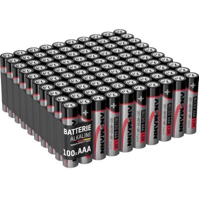 Ansmann 100 stuks AAA-batterijen, micro-alkalinebatterijen, ideaal voor lichtsnoer, led-zaklamp, speelgoed, afstandsbediening, weerstation, radio, nachtlampje, klok, micro AAA Ansmann 100 stuks AAA-batterijen, micro-alkalinebatterijen, ideaal voor lichtsnoer, led-zaklamp, speelgoed, afstandsbediening, weerstation, radio, nachtlampje, klok, micro AAA