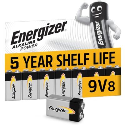 Energizer Batterij 9 V, alkaline power, 8 stuks Energizer Batterij 9 V, alkaline power, 8 stuks