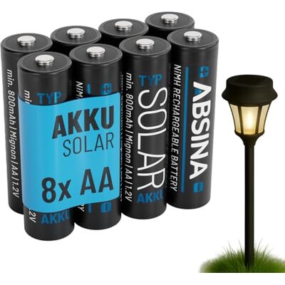 ABSINA Oplaadbare AA zonne-batterij 800 mAh 1,2 V NiMH voor zonnelamp ABSINA Oplaadbare AA zonne-batterij 800 mAh 1,2 V NiMH voor zonnelamp
