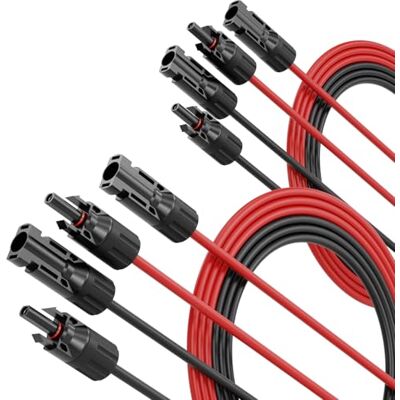 ABSINA Set van 4 zonnekabels 2 m 4 mm² H1Z2Z2-K Zwart en rood PV-kabel UV-bestendig ABSINA Set van 4 zonnekabels 2 m 4 mm² H1Z2Z2-K Zwart en rood PV-kabel UV-bestendig