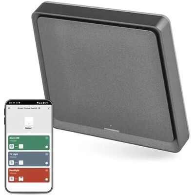 EMOS GoSmart podiumschakelaar met led-display, Zigbee draadloze schakelaar voor podiumbediening, scènewisselknop, draadloze podiumcontroller op batterijen, antraciet EMOS GoSmart podiumschakelaar met led-display, Zigbee draadloze schakelaar voor podiumbediening, scènewisselknop, draadloze podiumcontroller op batterijen, antraciet